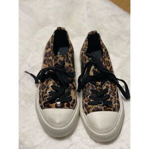 AllSaints Jazmín calf hair sneakers real fur leapard print 7